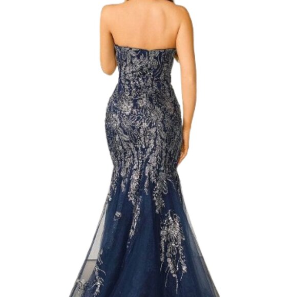 NWT Terani Couture 251P4641 Tulle Prom Dress Navy Size 2 - Picture 3 of 6